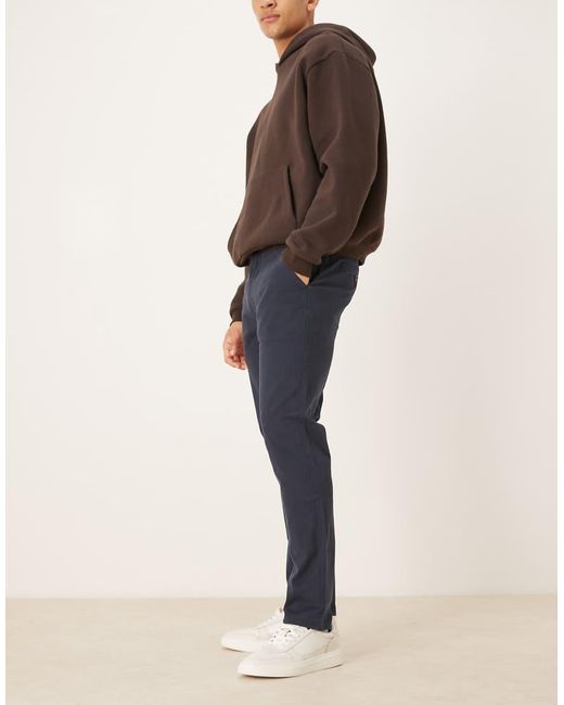 Farah Blue Elm Straight Leg Twill Chino Trousers for men