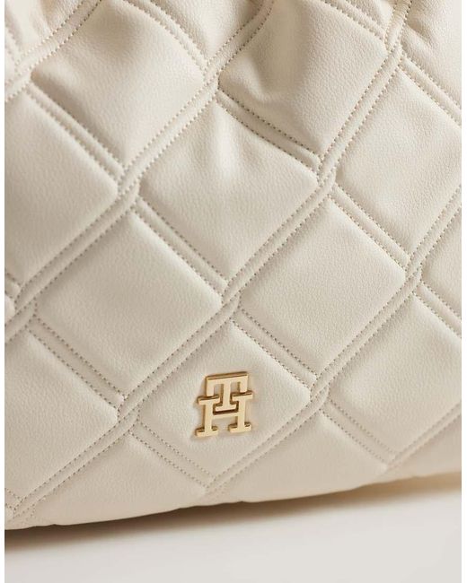 Tommy Hilfiger Natural Quilted Mini Tote Bag With Chain Strap