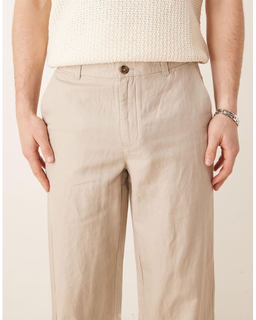 Mango – fran – gerade geschnittene hose in Natural für Herren