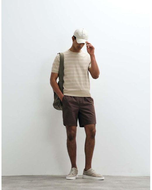Mango Multicolor Slim Fit Knitted Striped T-shirt for men