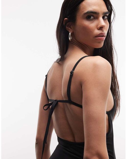 Collusion Black Scoop Neck Swimsuit