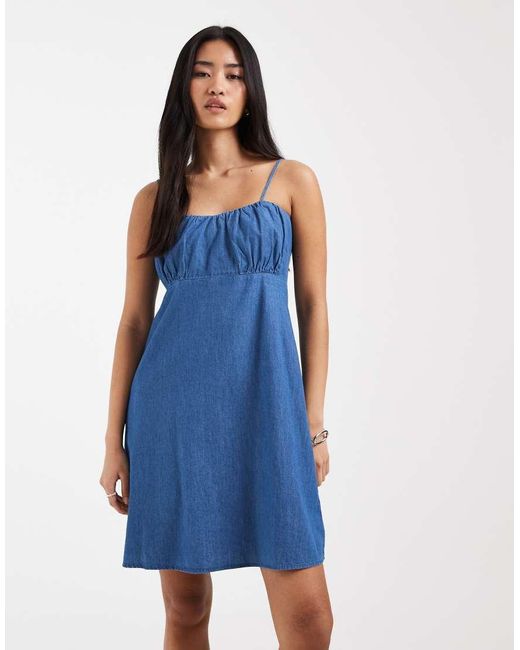 ONLY Mini Cami-Jurk Van Chambray in het Blue