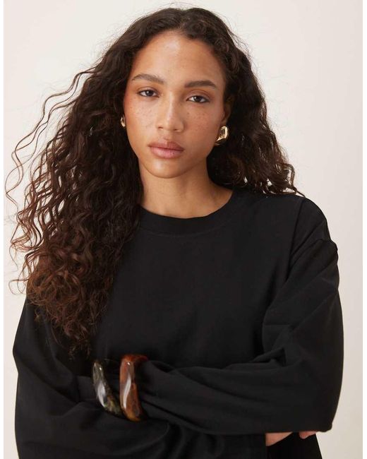 Gina Tricot Black Long Sleeve Relaxed Fit T-shirt