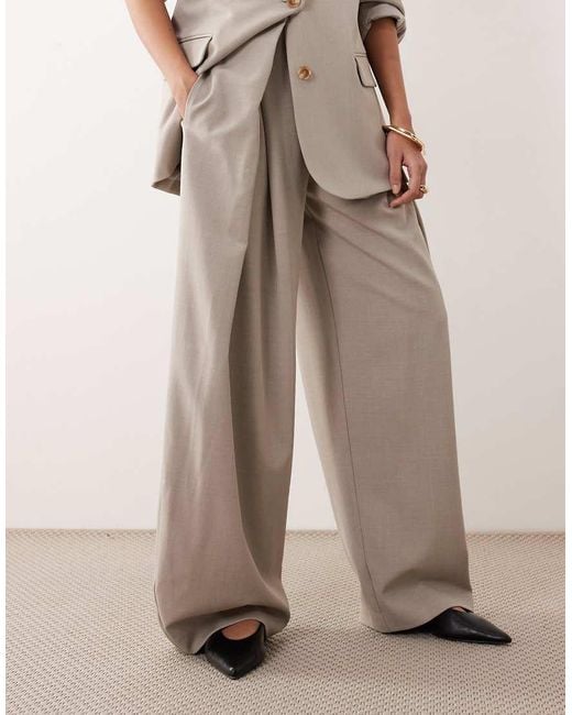 ARRANGE Natural Pleat Front Wide Leg Pants
