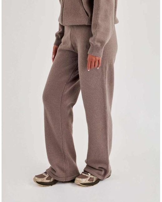 CERNUCCI Gray Knitted Stitch Detail Wide Leg Jogger