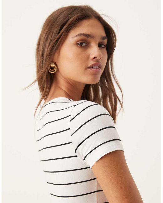 New Look White Stripe Crew Neck Bodysuit