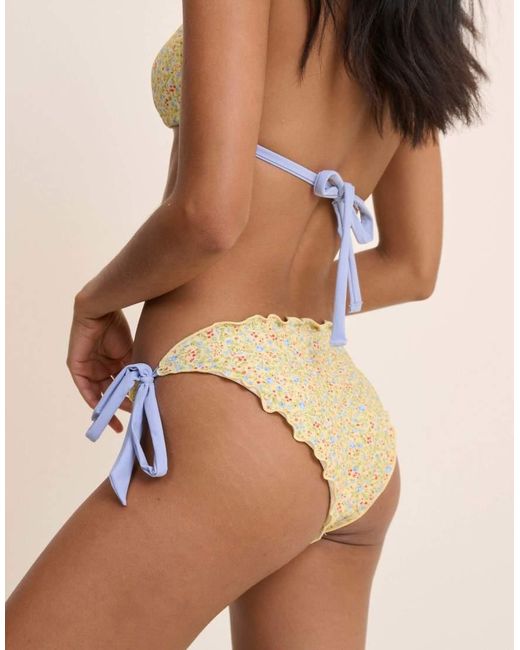 Nobody's Child Brown Ditsy Floral Tie Side Bikini Bottoms