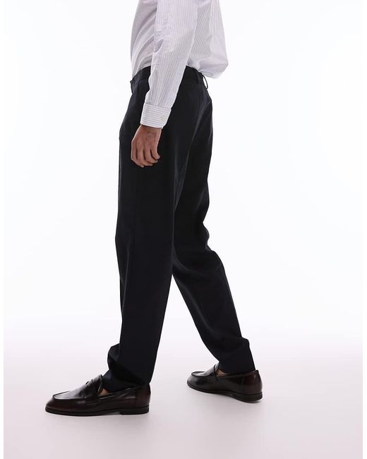 Topman Black Smart Tapered Trousers for men