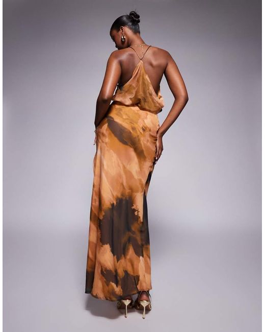 ASOS Multicolor Cowl Front Racer Back Strappy Maxi Dress