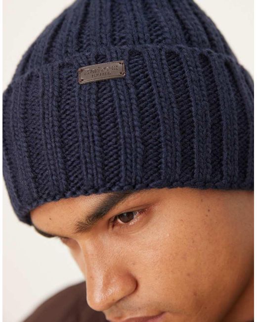 Barbour Blue Kelson Pom Beanie Hat for men