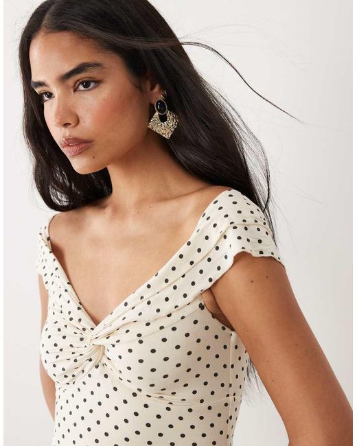 Tiger Mist Natural Denali Ruffle Sleeve Sweetheart Neckline Mini Dress