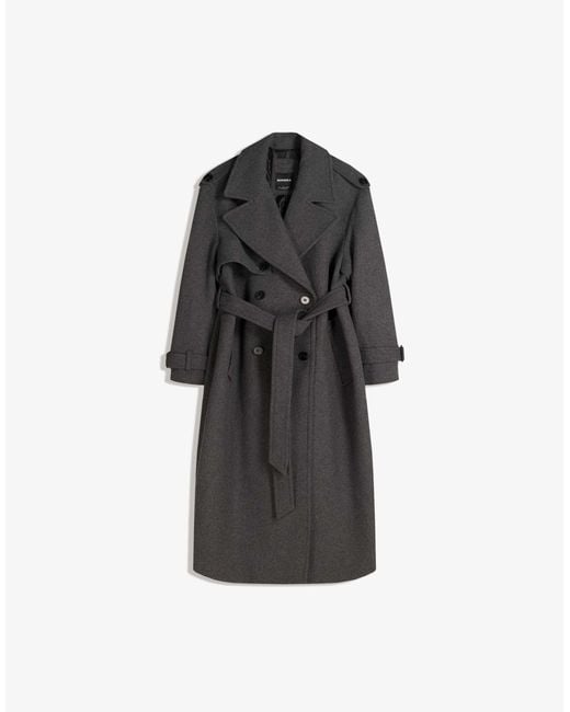 Trench-coat oversize en feutre texturé Bershka en coloris Blue