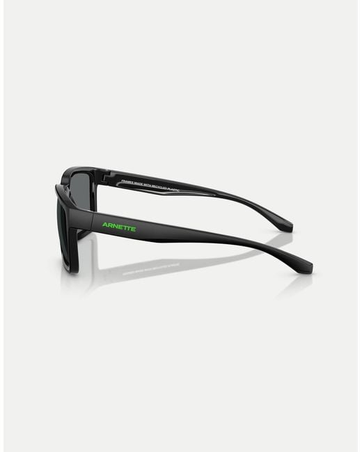 Arnette – plot twist – eckige, polarisierte sonnenbrille mit er matter oberseite/in glänzend in Black für Herren