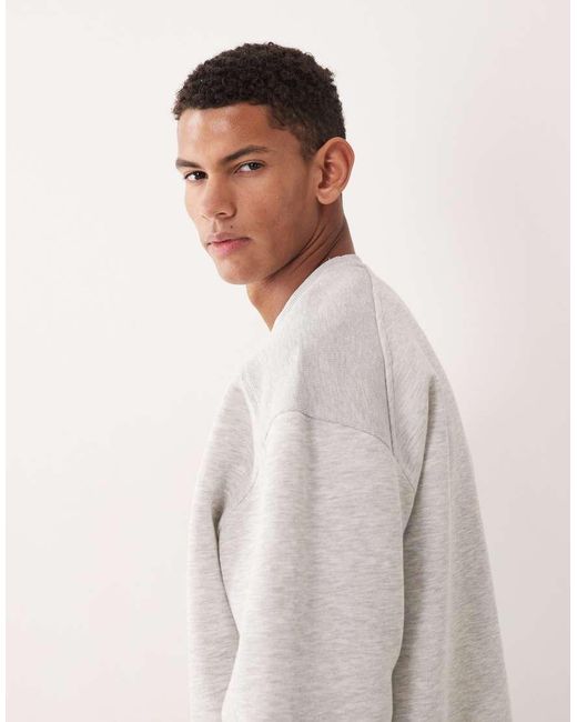 Sudadera Gris Jaspeado Extragrande Con Paneles Acanalados De -Blanco ASOS de hombre de color White