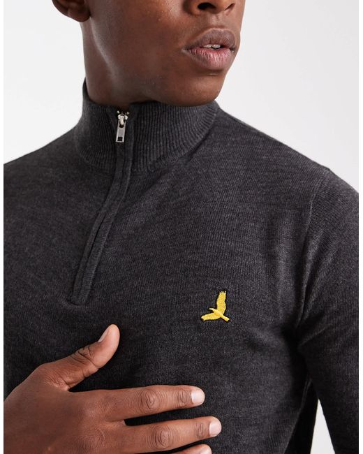 Brave Soul Black 1/4 Zip Knitted Jumper for men