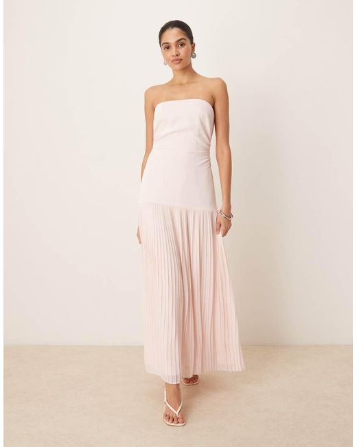 Six Stories Pink Pleated Midi Dress