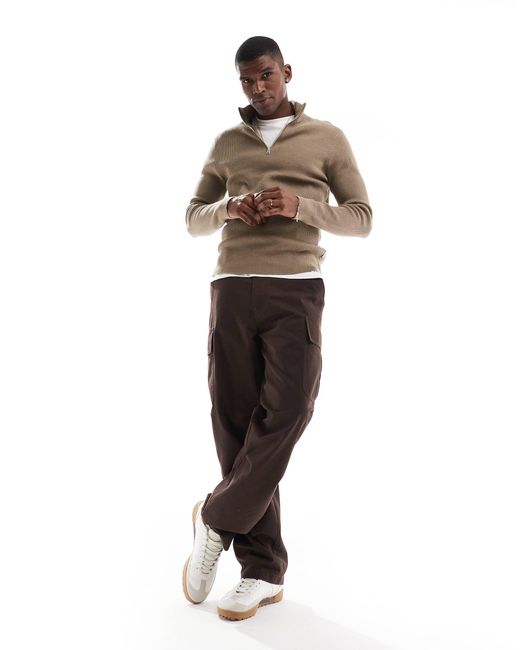 Only & Sons – gerippter pullover in Brown für Herren
