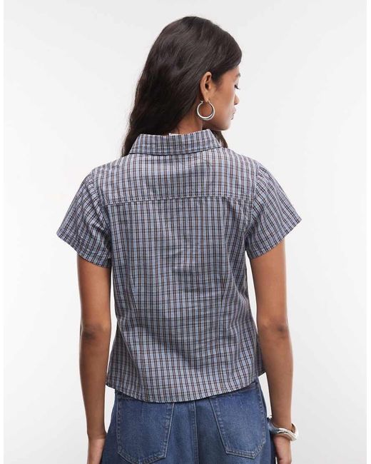 Collusion Blue Asymmetric Short Sleeve Shirt