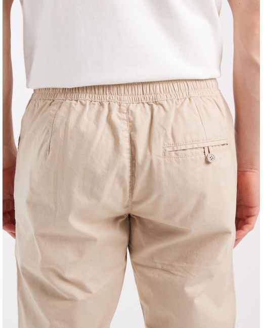 Brave Soul Blue Cotton Twill Trousers With Elasticated Waist for men