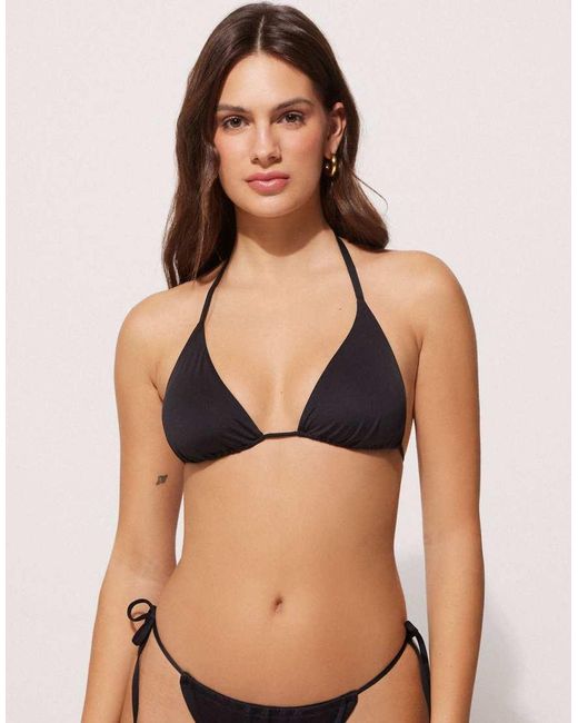 Tezenis Black Non-Padded Sliding Triangle Bikini Top