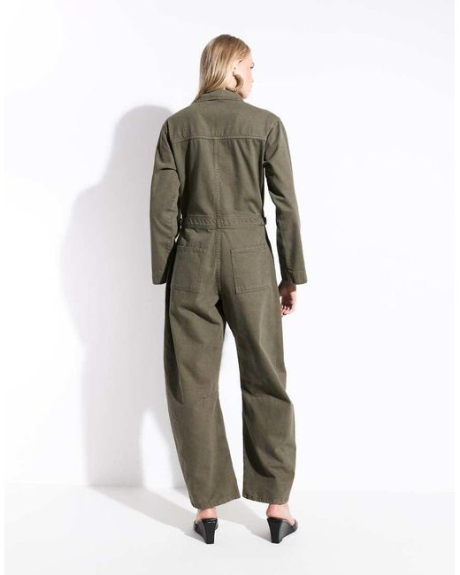 ASOS White Denim Horn Leg Jumpsuit