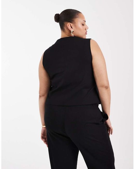 ONLY Black Linen Blend Waistcoat Co-ord