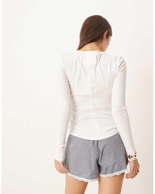 Free People White Jamie Henley Button Down Top