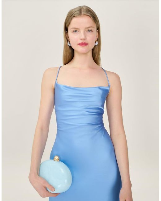 OMNES Blue Dresses Ginny Satin Maxi Dress With Tie-Back