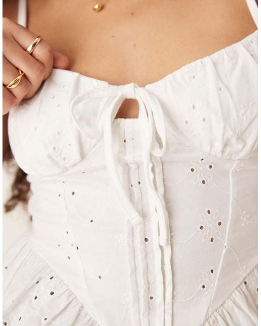 ASOS White Gathered Bust Peplum Hem Tie Front Cami Top