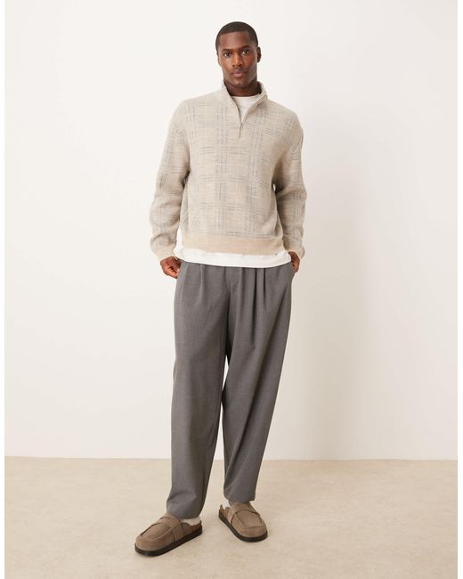 ASOS – karierter oversize-pullover in Natural für Herren