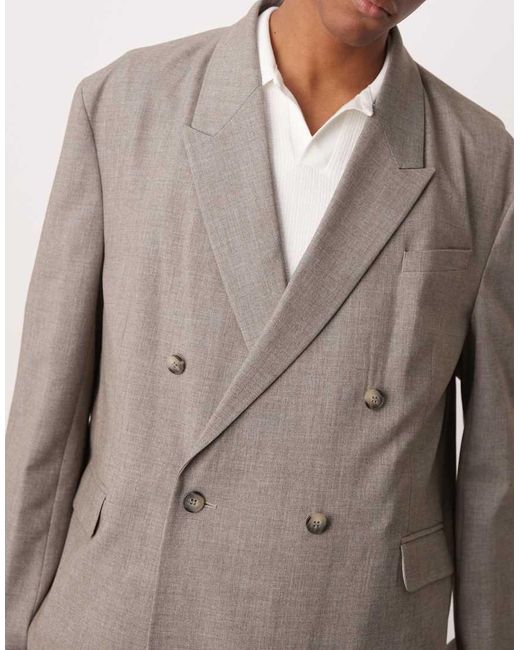 ASOS Natural Double Breasted Slouchy Oversized Suit Jacket for men