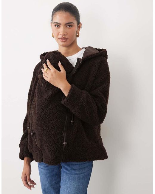 Mama.licious Black Mamalicious Maternity 3-in-1 Teddy Jacket With Removable Front