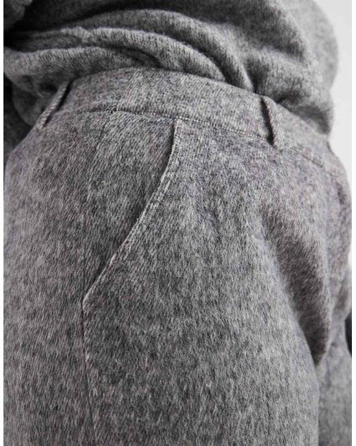 Renee Studio Gray Plus Exclusive Brushed Wool Look Tailored High Rise Wide Leg Pants