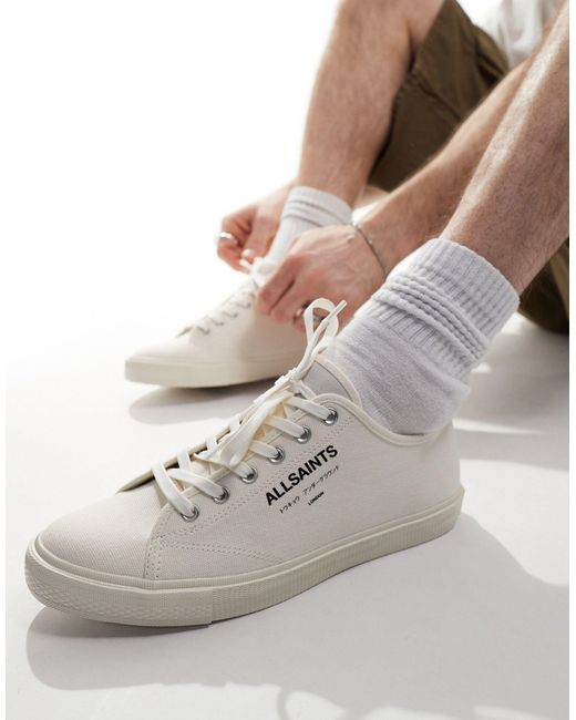 AllSaints – underground – low-top-sneaker aus canvas in Gray für Herren