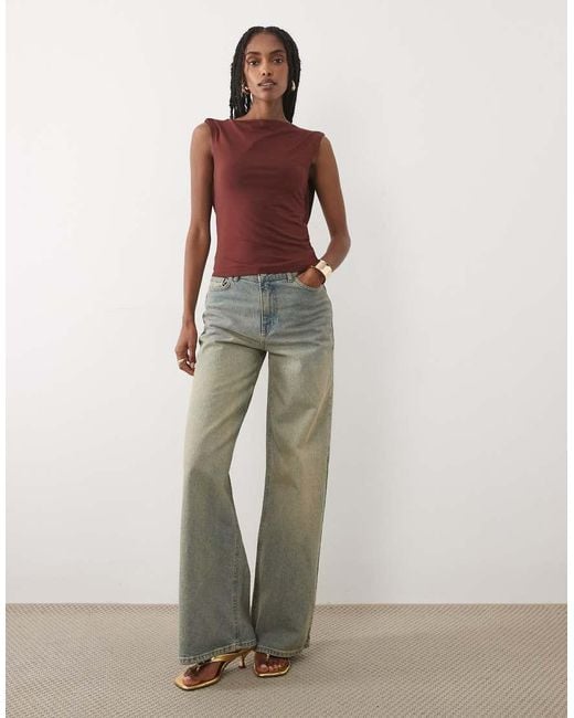 Abercrombie & Fitch Brown Cowl Back Slinky Top With