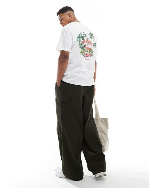 Camiseta Blanca Extragrande Con Estampado Trasero De Jungla De -Blanco Jack & Jones de hombre de color White
