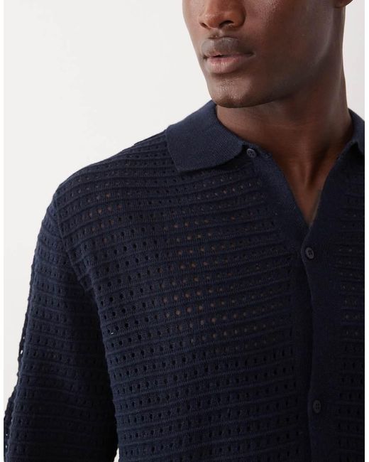 ASOS Blue Relaxed Knitted Button Through for men