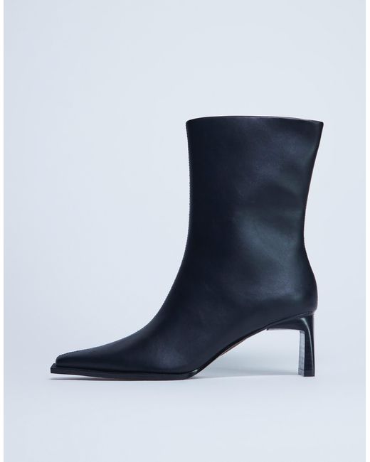 TOPSHOP Blue Nadie Chisel Toe Heeled Ankle Boot