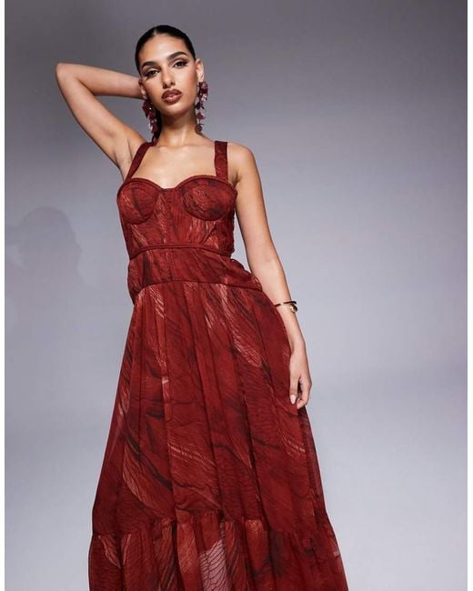 ASOS Red Plait Detail Maxi With Bust Cups