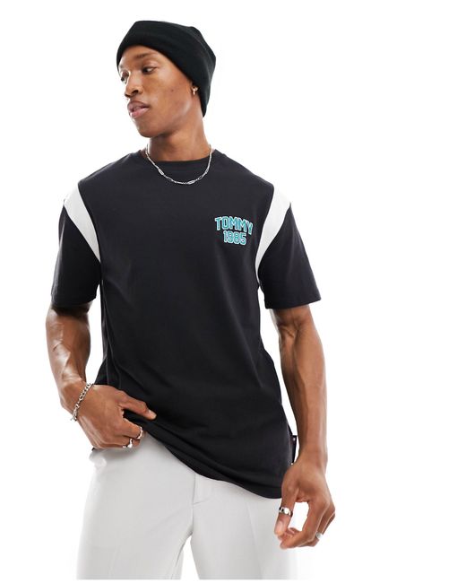Tommy Hilfiger Black Regular Varsity Mesh T-shirt for men