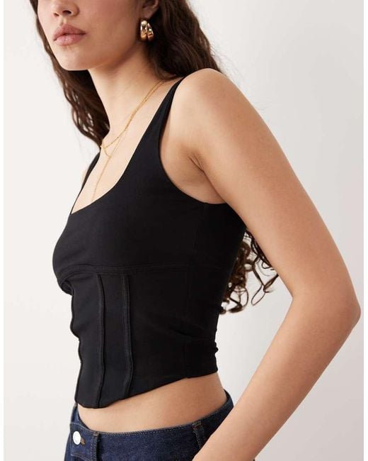 Miss Selfridge Black Corset Top
