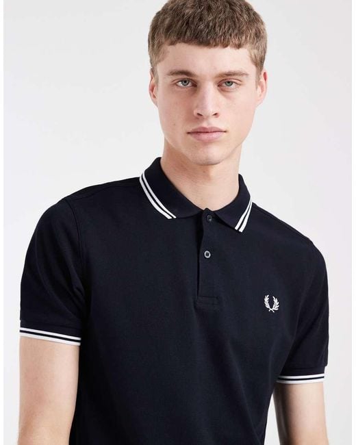 Fred Perry Blue Twin Tipped Logo Polo for men