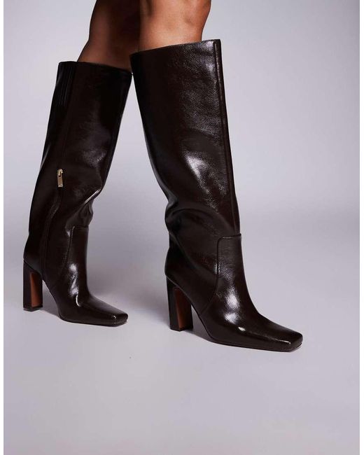River Island Brown Chisel Toe High Leg Boots