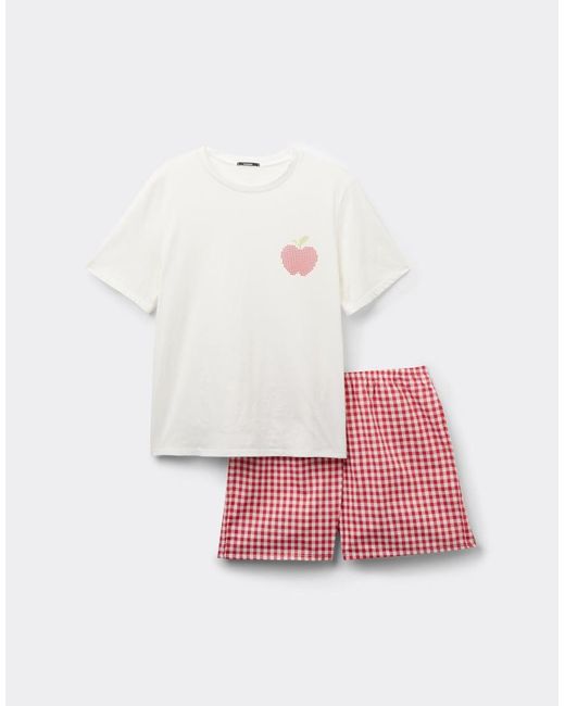 Tezenis White Short Apple Canvas Pyjamas Set