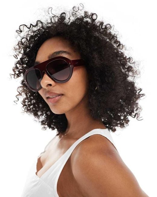 ASOS Brown Chunky Aviator Sunglasses