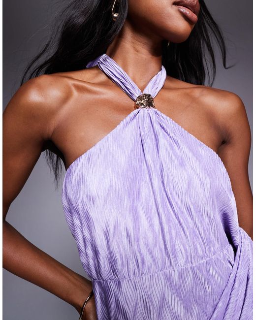 ASOS Purple – drapiertes neckholder-maxikleid