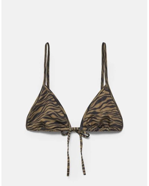 Pull&Bear Brown Zebra Print Bikini Top