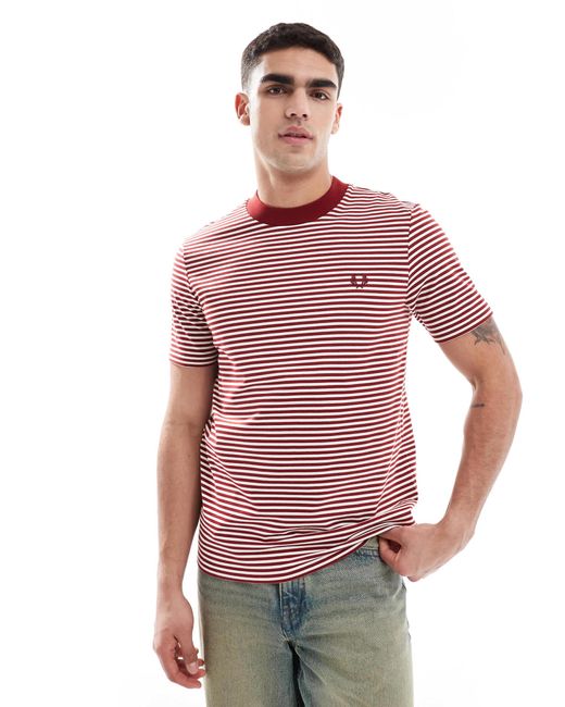 Fred Perry Red F Perry Fine Stripe T-shirt for men