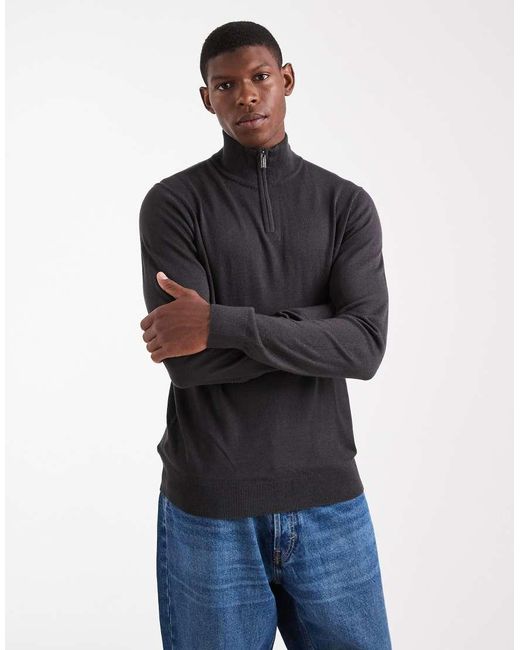 Threadbare Trui Met 1/4 Rits in het Blue voor heren