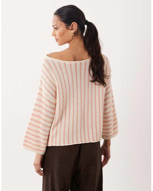 ASOS Natural Knitted Open Stitch Beach Jumper